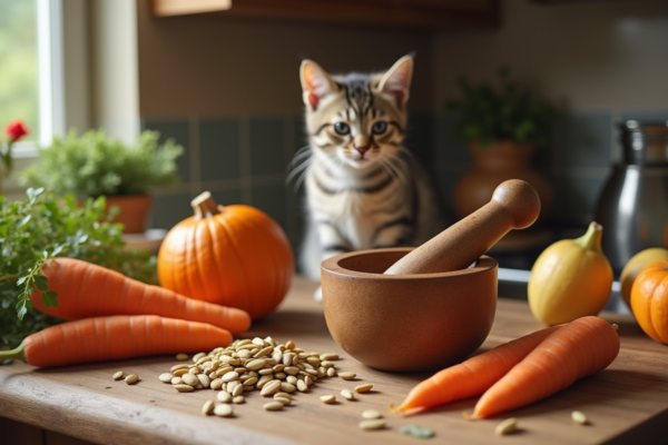 Élaboration d’un vermifuge naturel pour chats avec des ingrédients courants